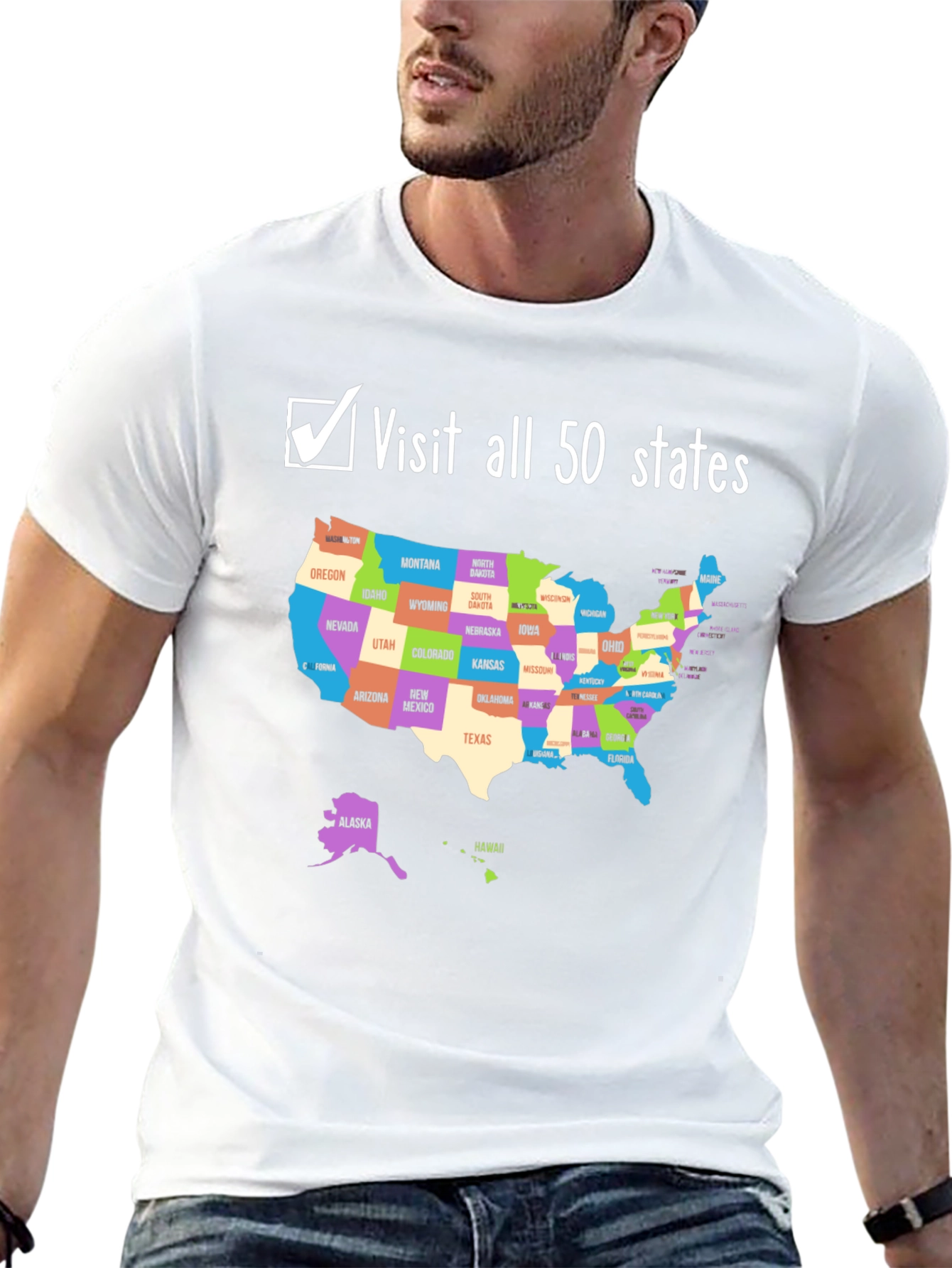 Visit All 50 States T-Shirt - USA Travel Goals