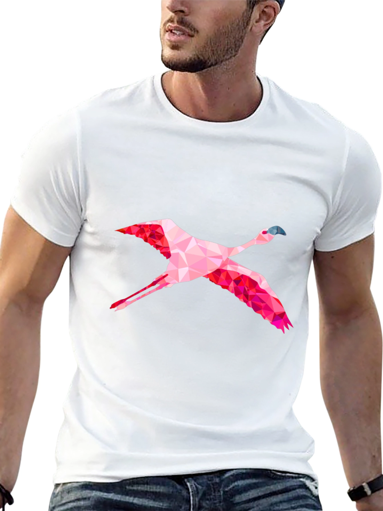 Geometric Flamingo Graphic Tee - Mens Black T-Shirt