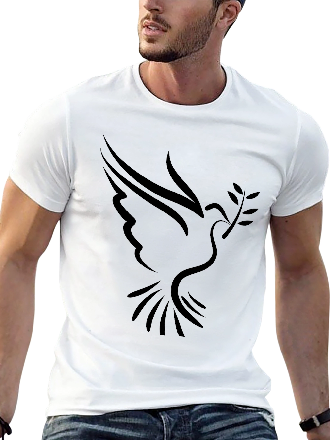 Peace Dove Graphic Tee - Black Casual T-Shirt