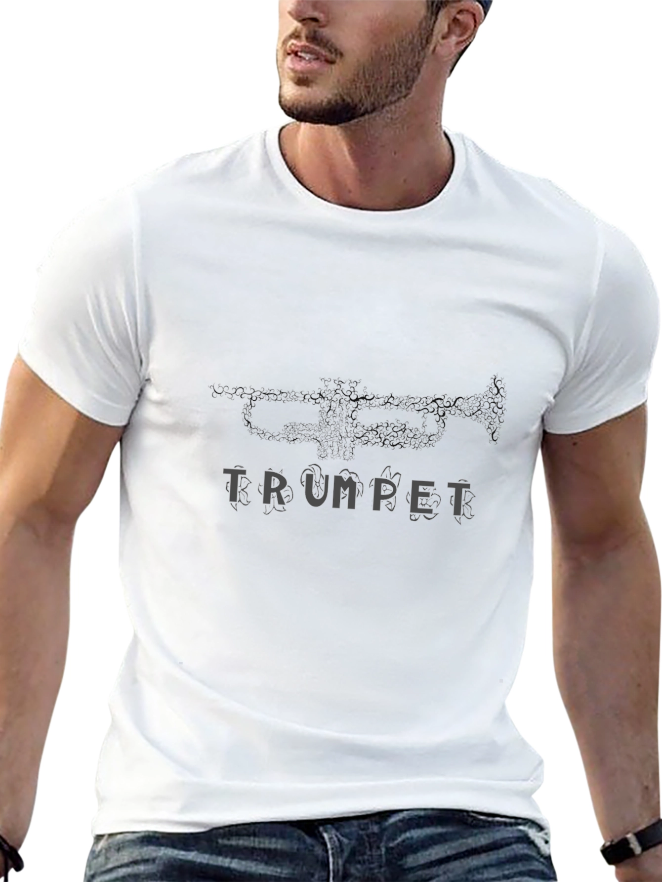 Trumpet Graphic Black T-Shirt for Music Lovers