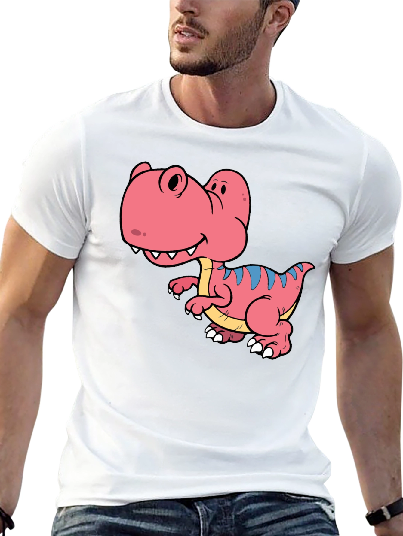 Dino T-Shirt: Black Tee with Cute Cartoon Dinosaur Design