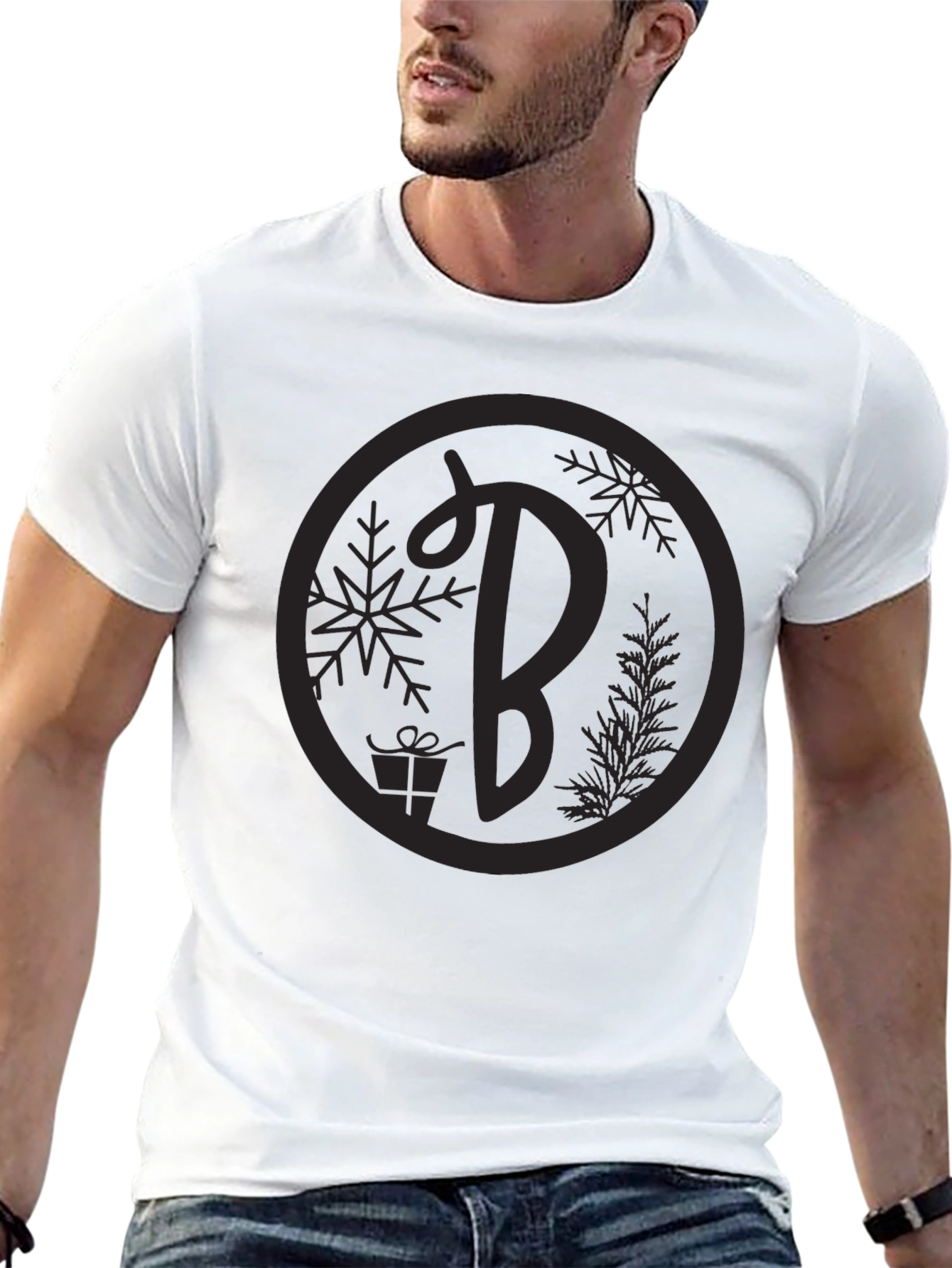 Festive Initial B Graphic Tee - Black