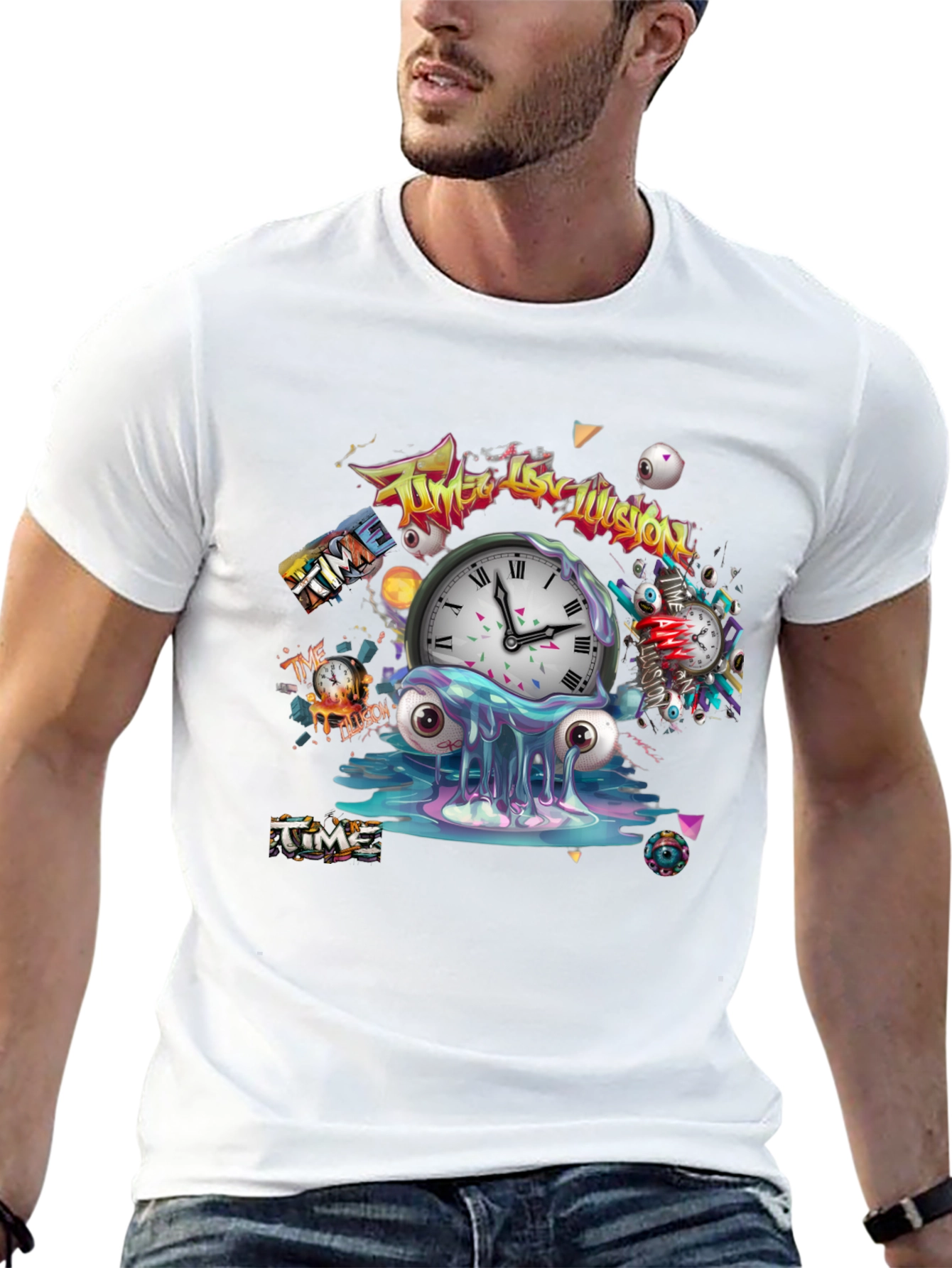 Time Illusion Graphic T-Shirt - Unique Design