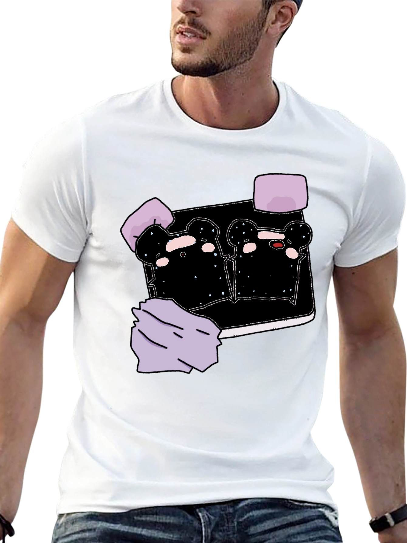 Galaxy Toast Cartoon Graphic T-Shirt