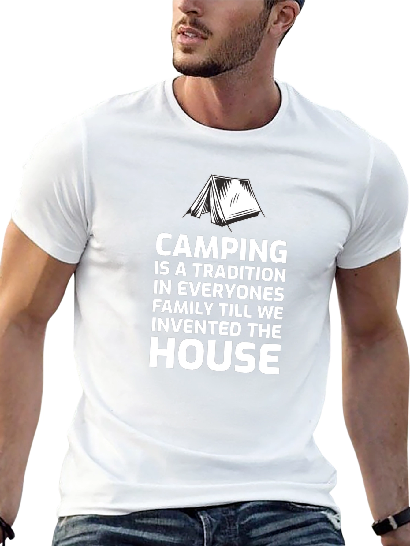 Camping Tradition Graphic Tee - Black Cotton Shirt