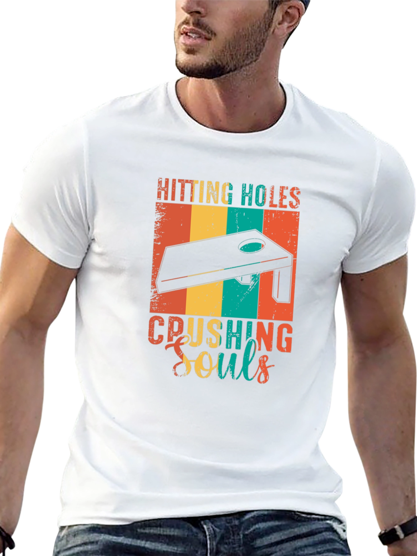 Hitting Holes Crushing Souls Cornhole T-Shirt
