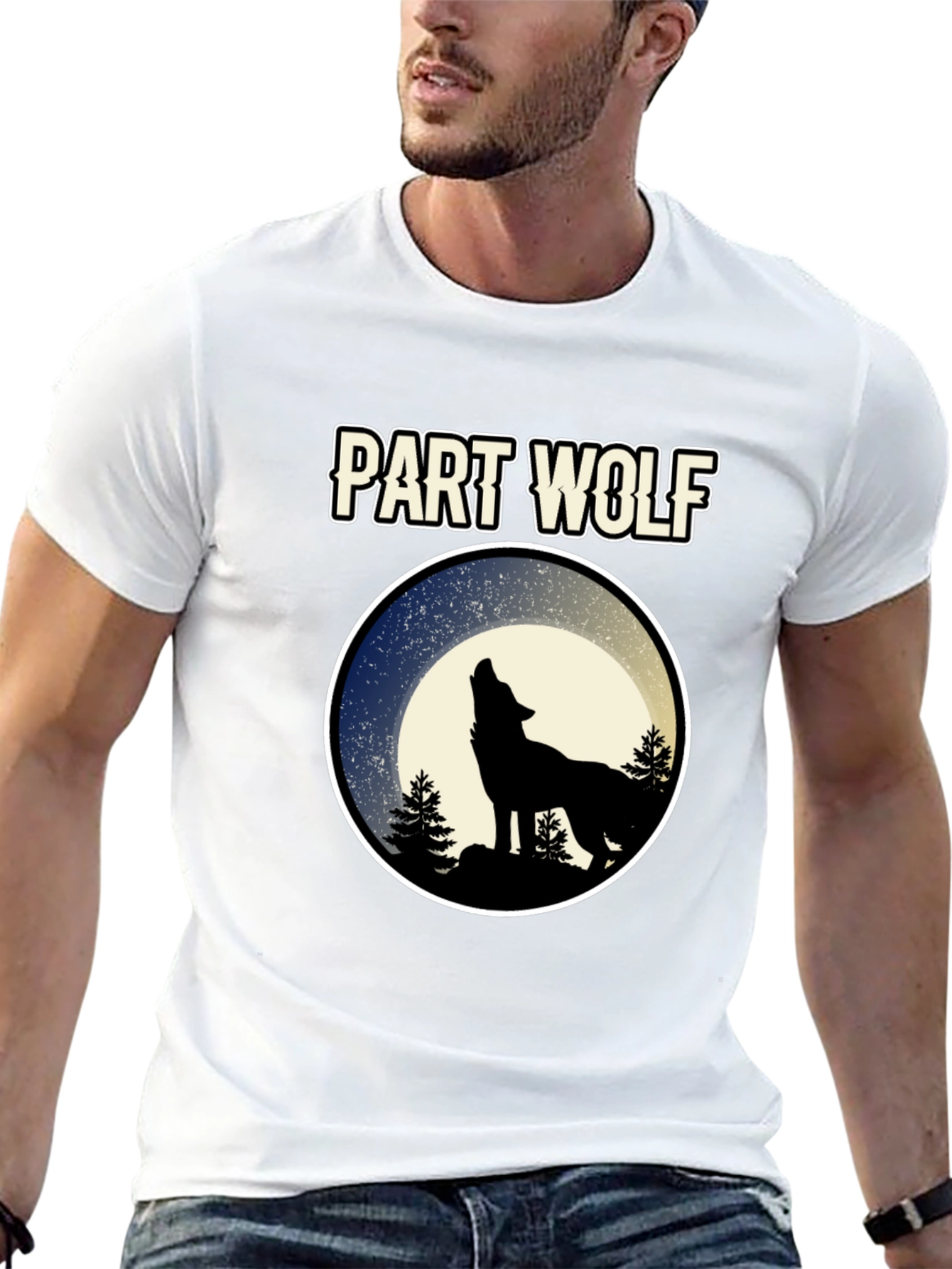 Part Wolf T-Shirt - Howling Wolf Design