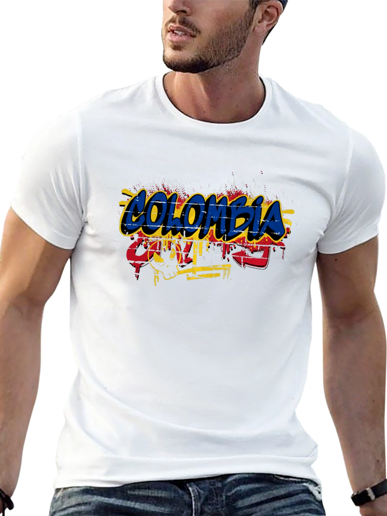 Colombia Flag Graffiti Style Mens T-Shirt