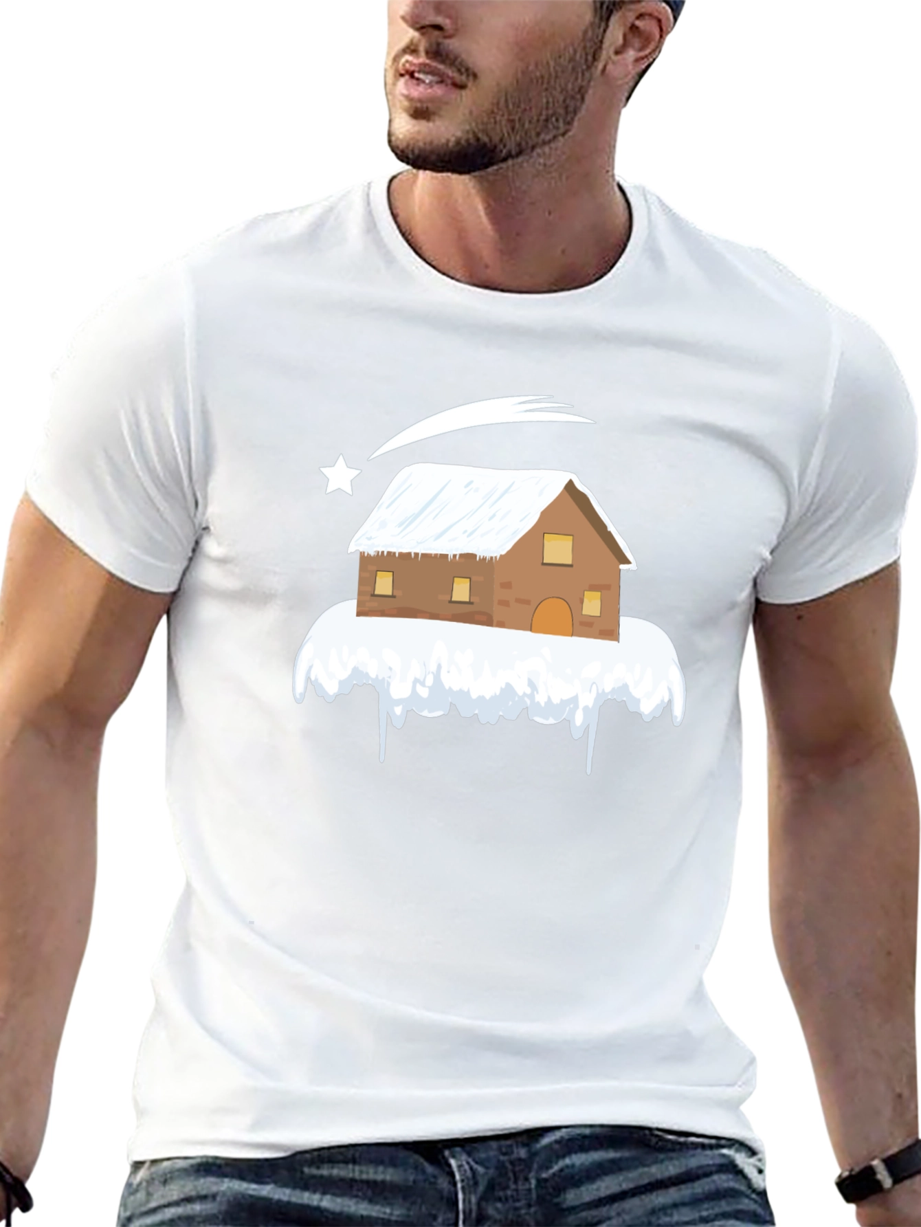 Snowy House Graphic T-Shirt - Winter Holiday Festive Tee