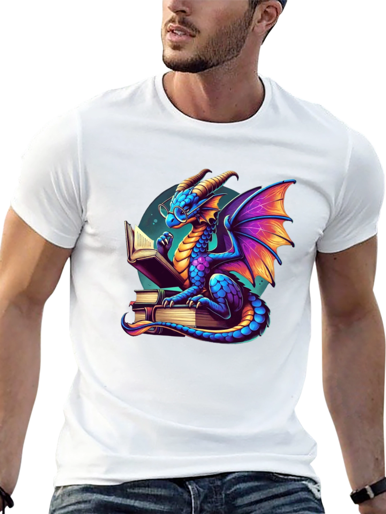 Reading Dragon Graphic Tee - Black Cotton T-Shirt