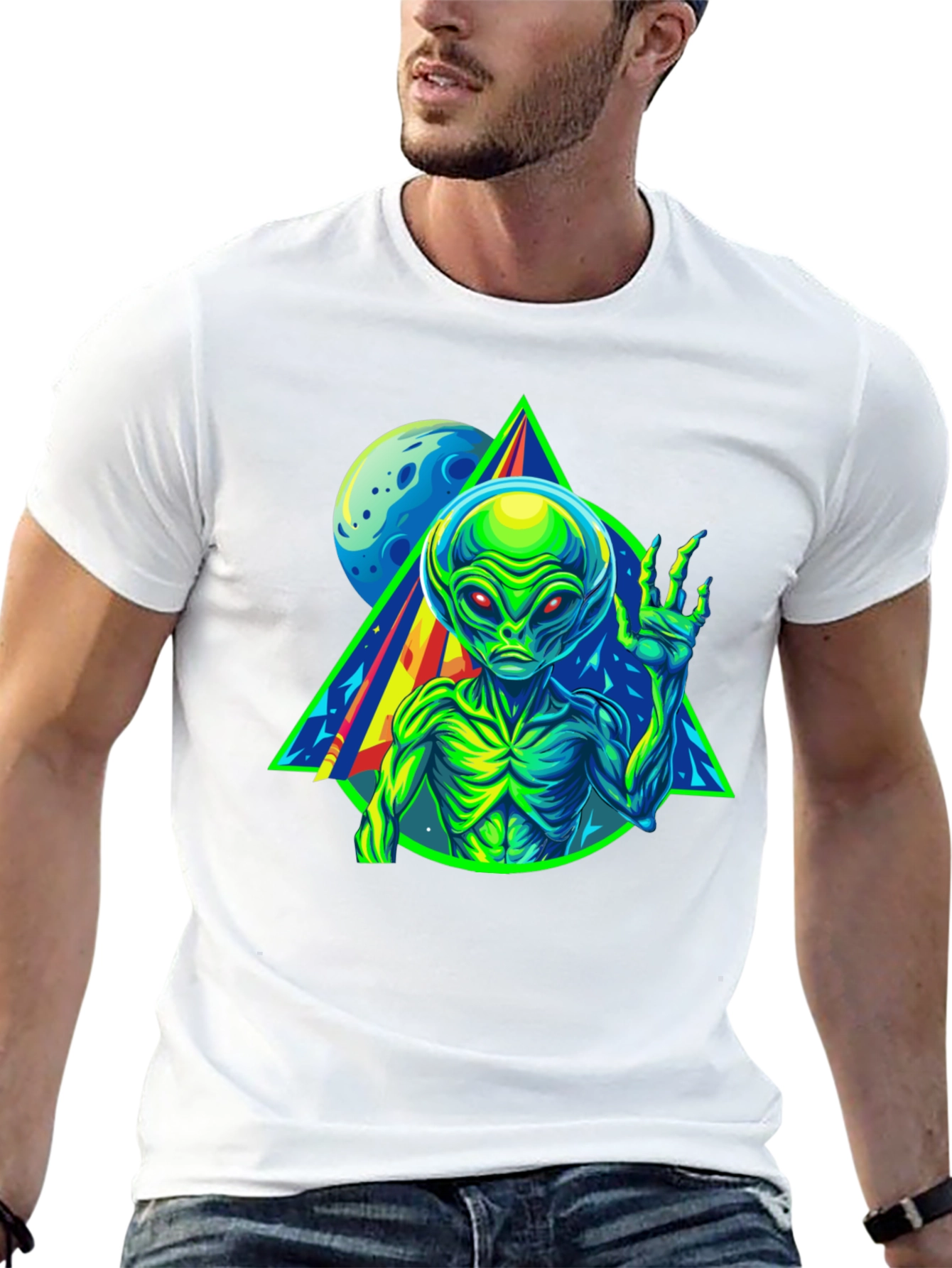 Alien Graphic Tee - Neon Retro Design