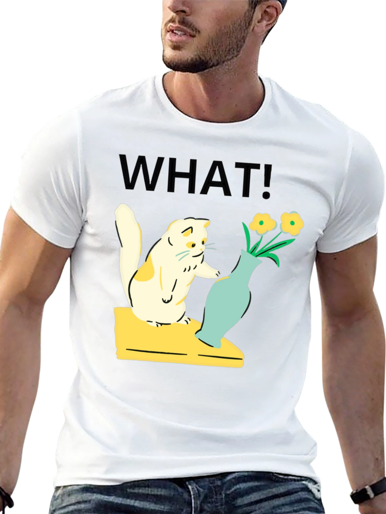 Funny Cat WHAT! Graphic T-Shirt