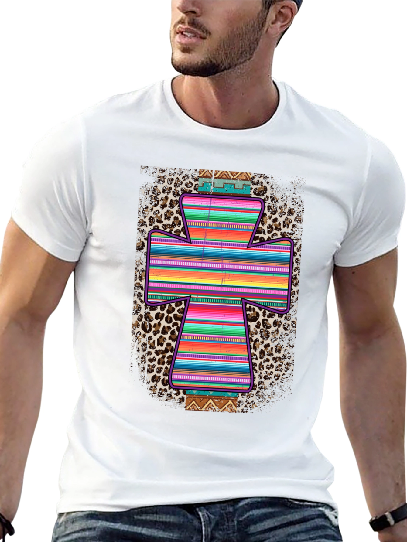 Stylish Southwestern Cross Graphic Tee