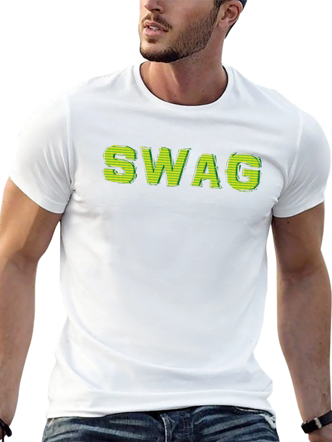 Mens Black SWAG Graphic Print T-Shirt