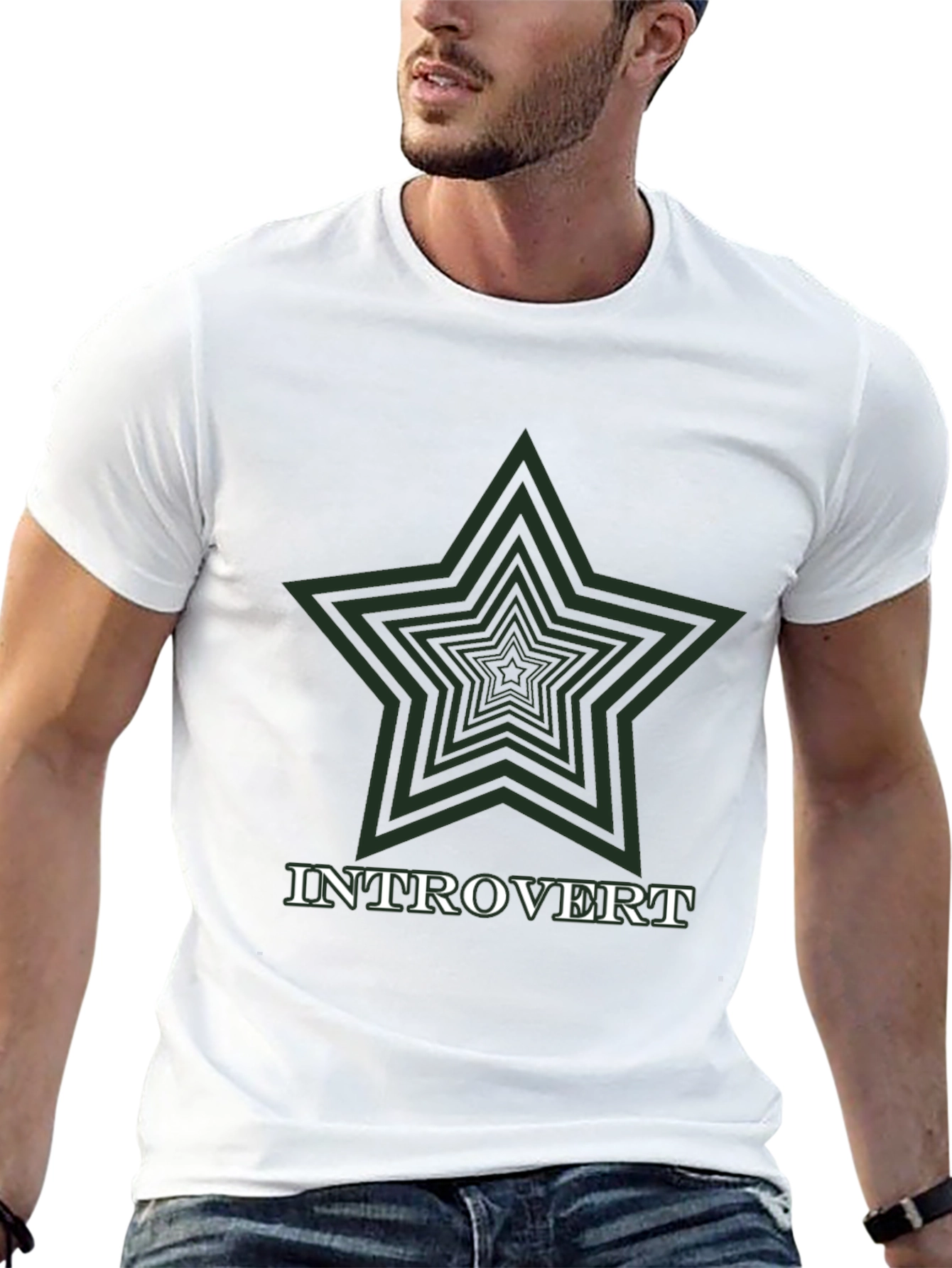 Introvert Star Graphic Tee - Soft Cotton Blend T-Shirt