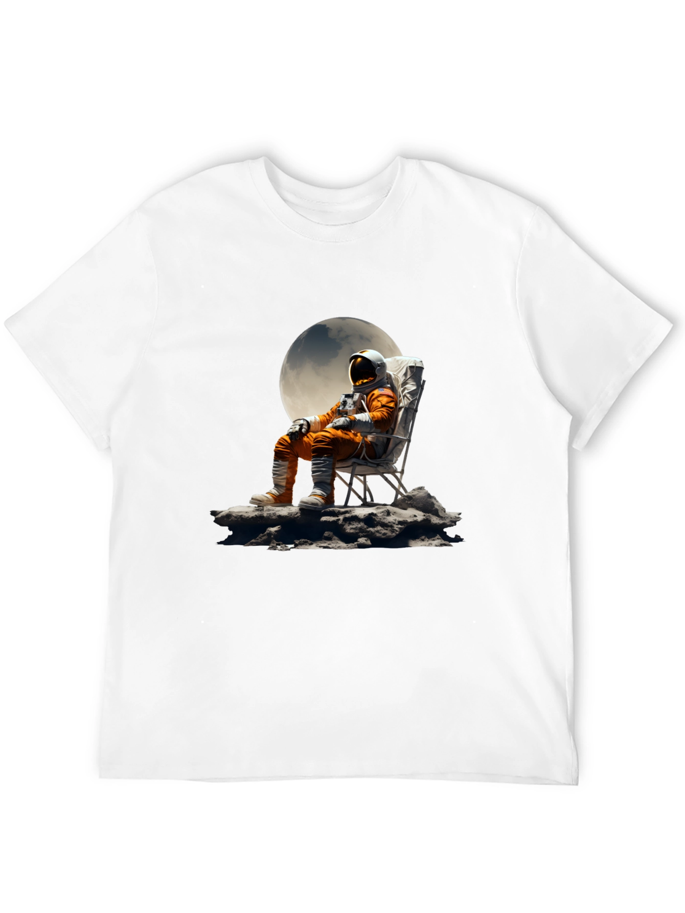 Astronaut Moon Chair Graphic Tee - Relaxed Space Style