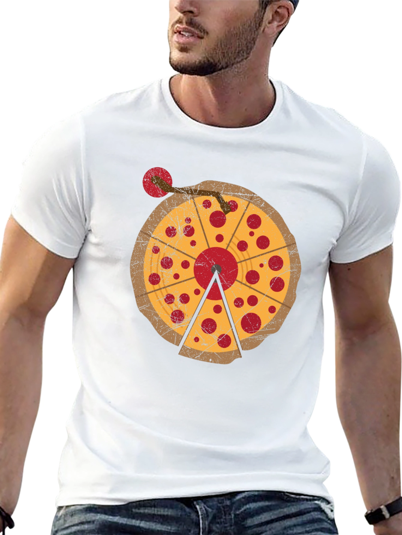 Pizza DJ Turntable Graphic T-Shirt