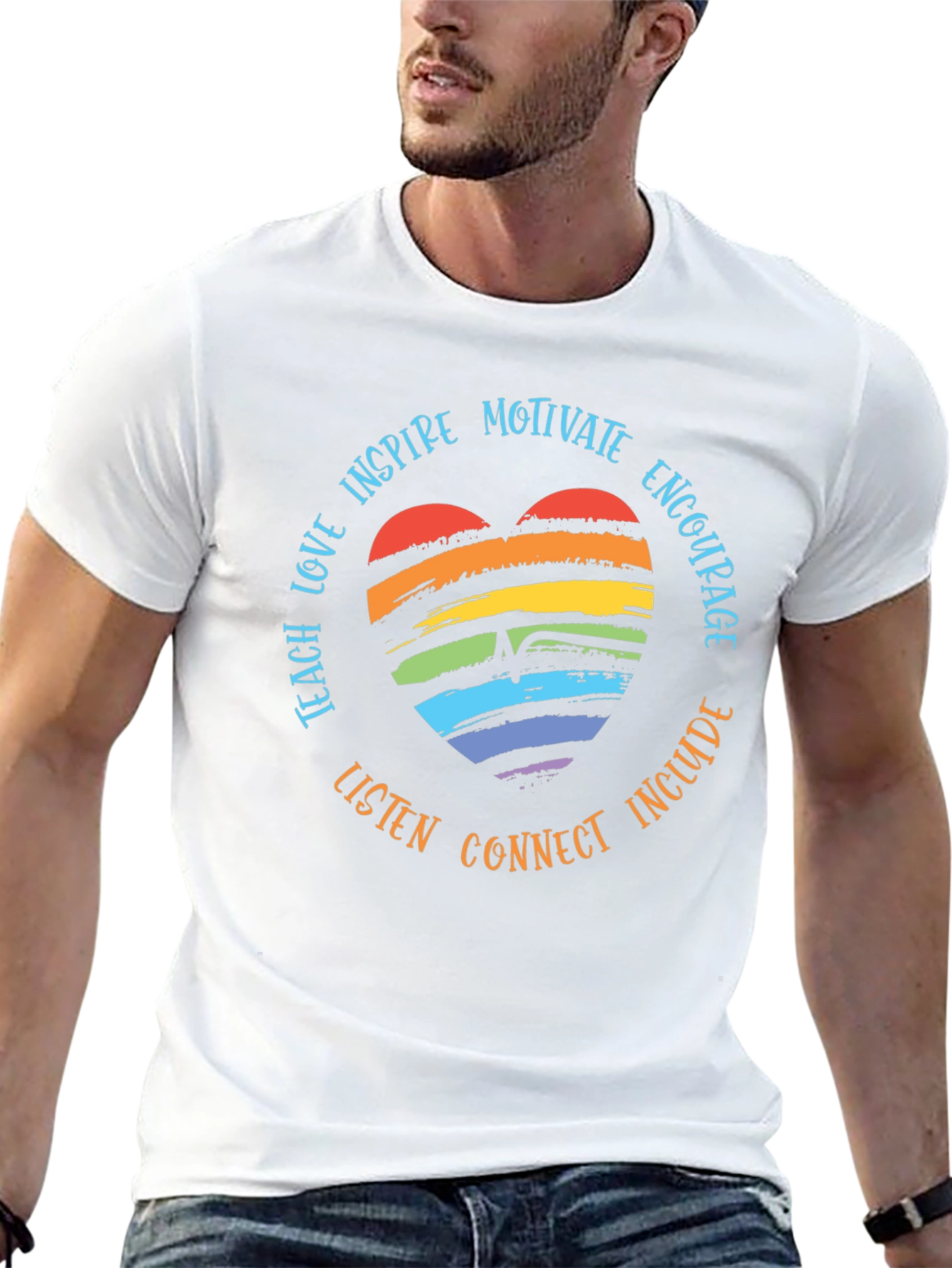 Rainbow Heart Pride T-Shirt - Motivate Inspire Encourage