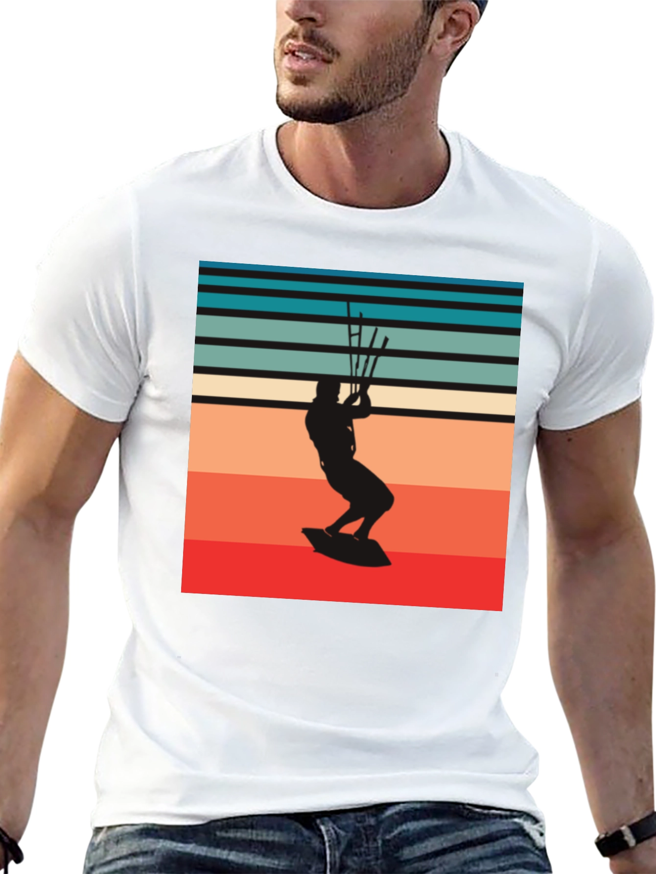 Retro Kitesurfer Graphic Tee - Black