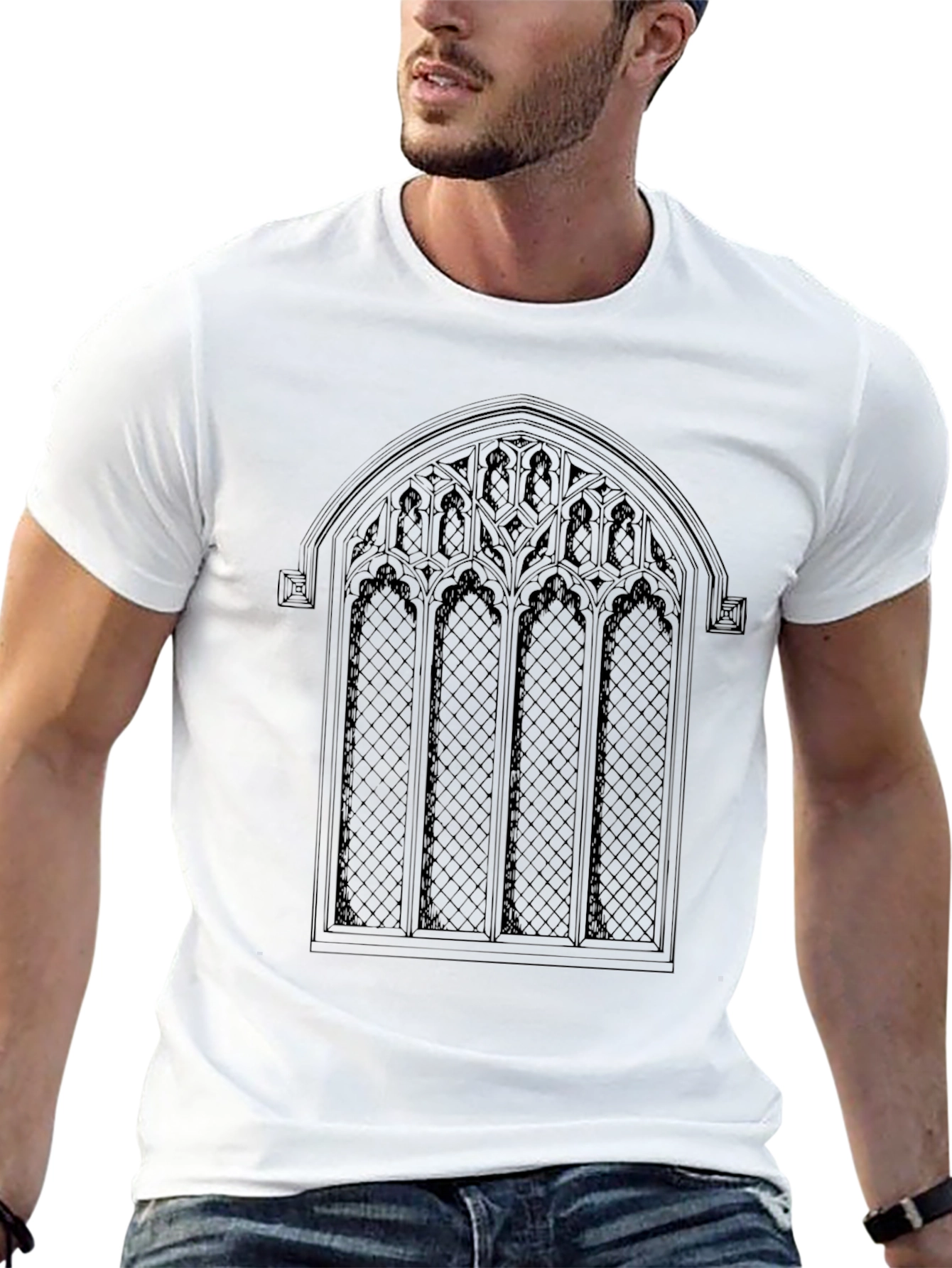 Gothic Window Graphic Tee - Unique Design