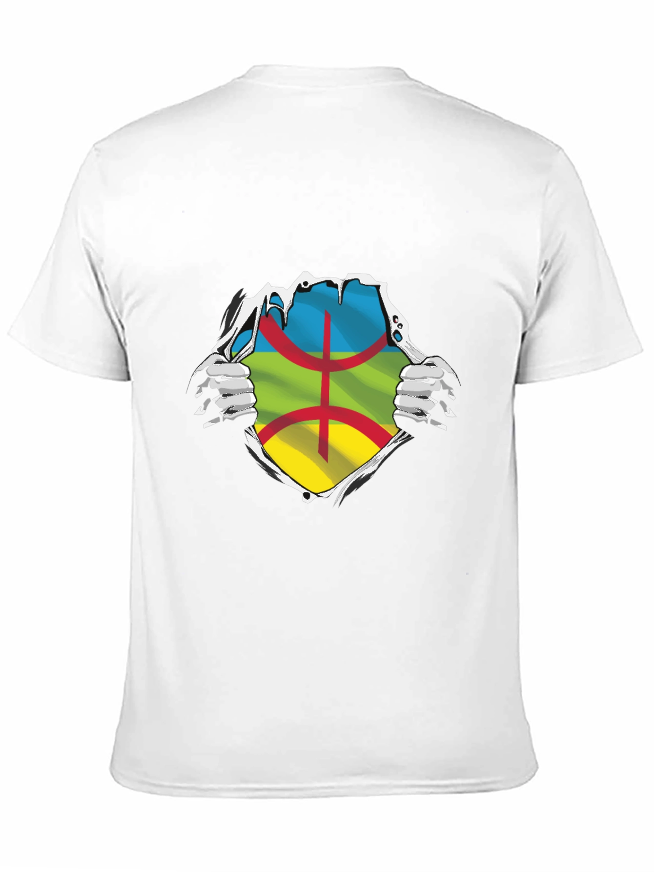 Berber Pride T-Shirt - Ripped Reveal Flag Design