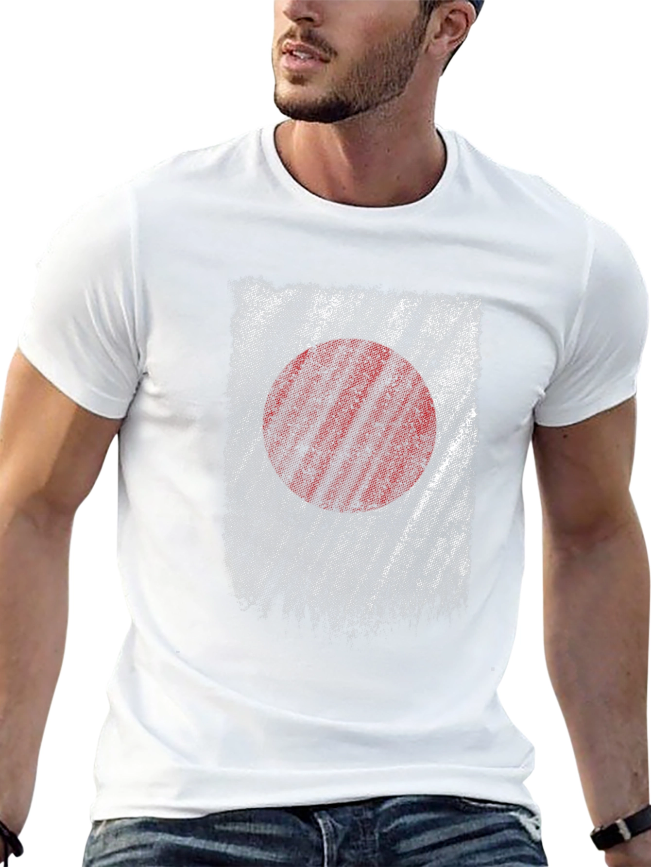 Japan Flag Distressed Graphic Black T-Shirt
