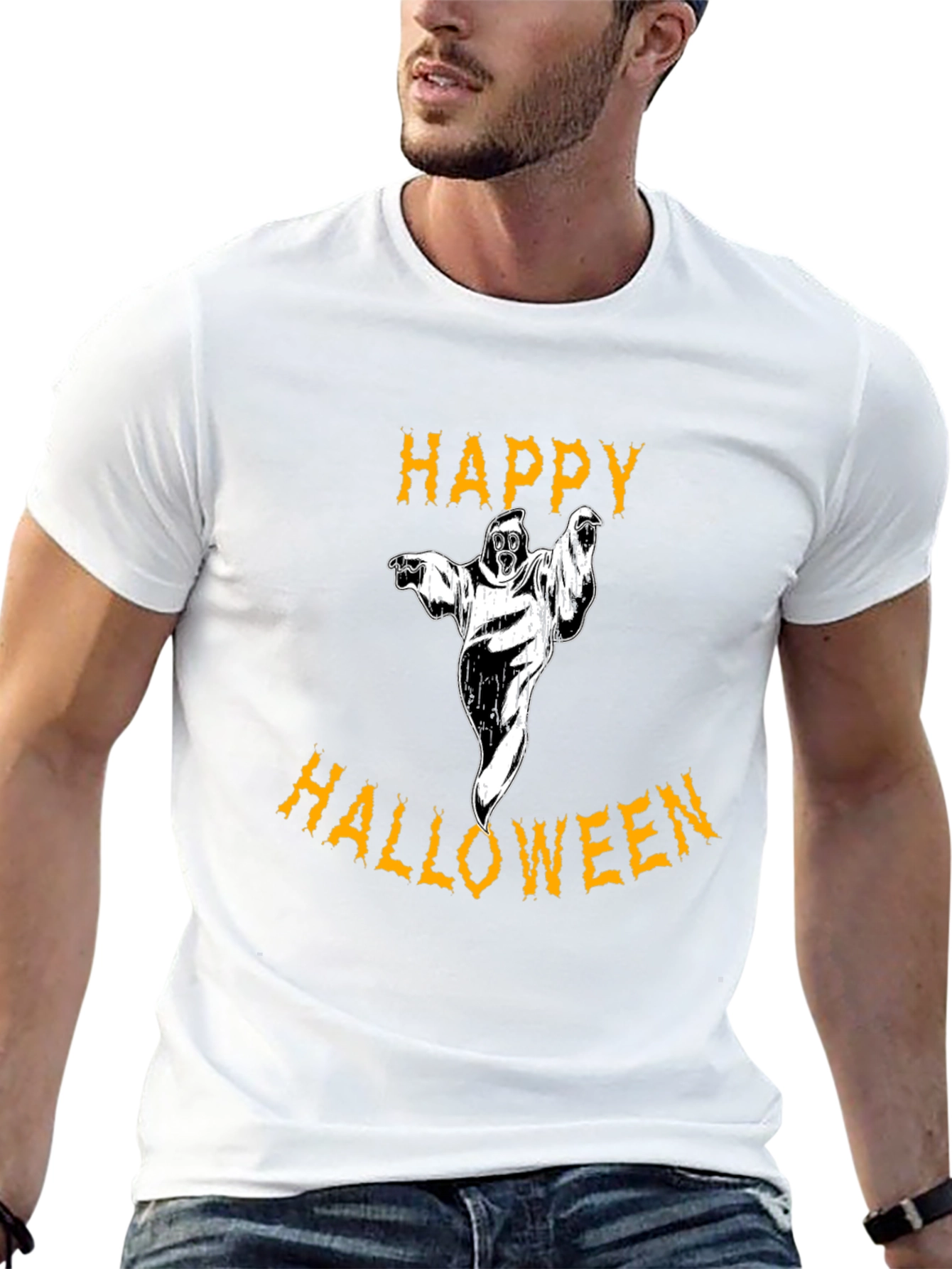 Happy Halloween Graphic Tee - Ghost Design