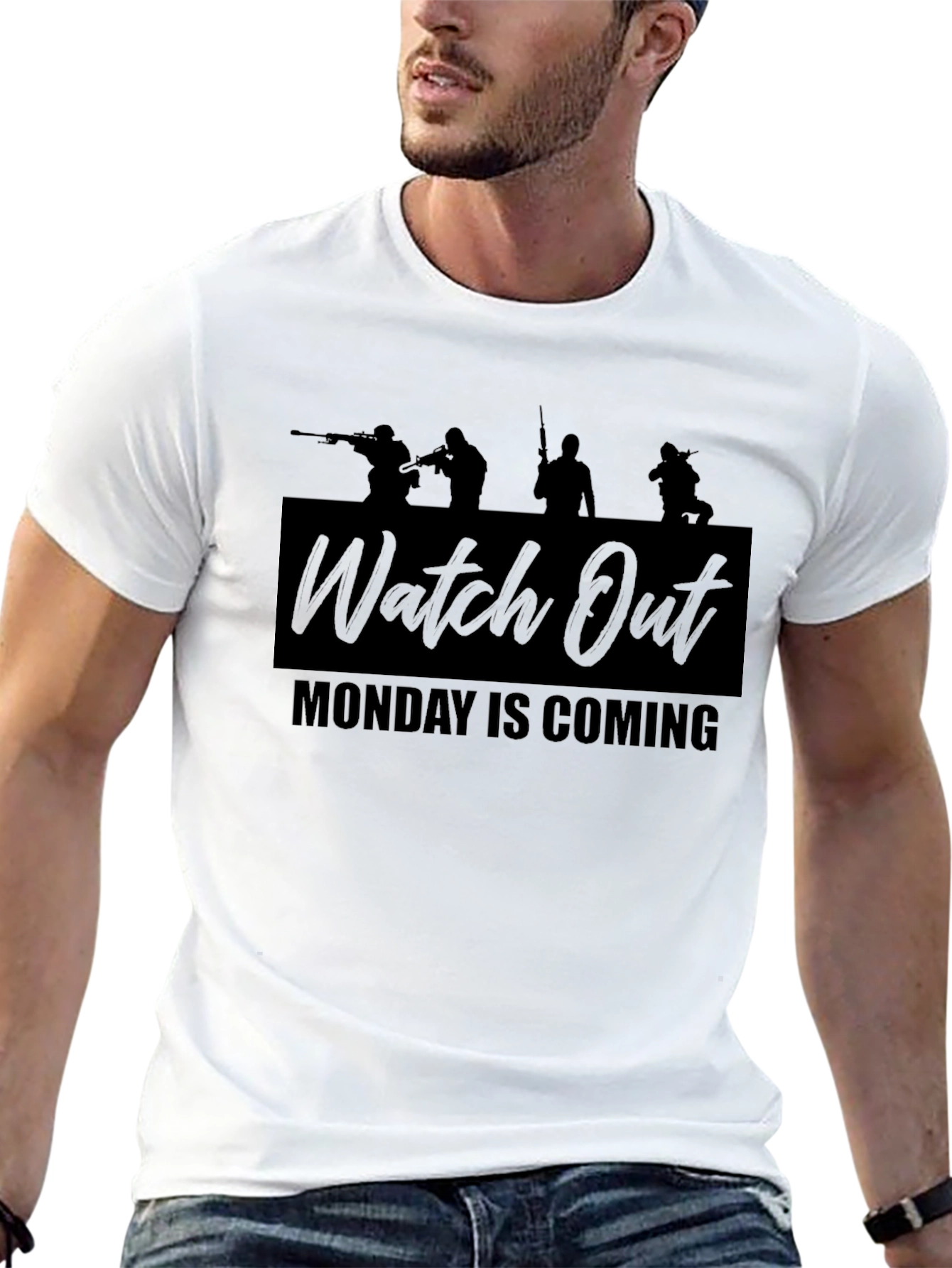 Watch Out Monday is Coming Black T-Shirt