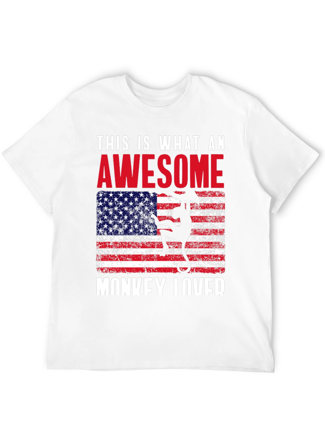 Awesome Monkey Lover USA Flag Graphic Tee