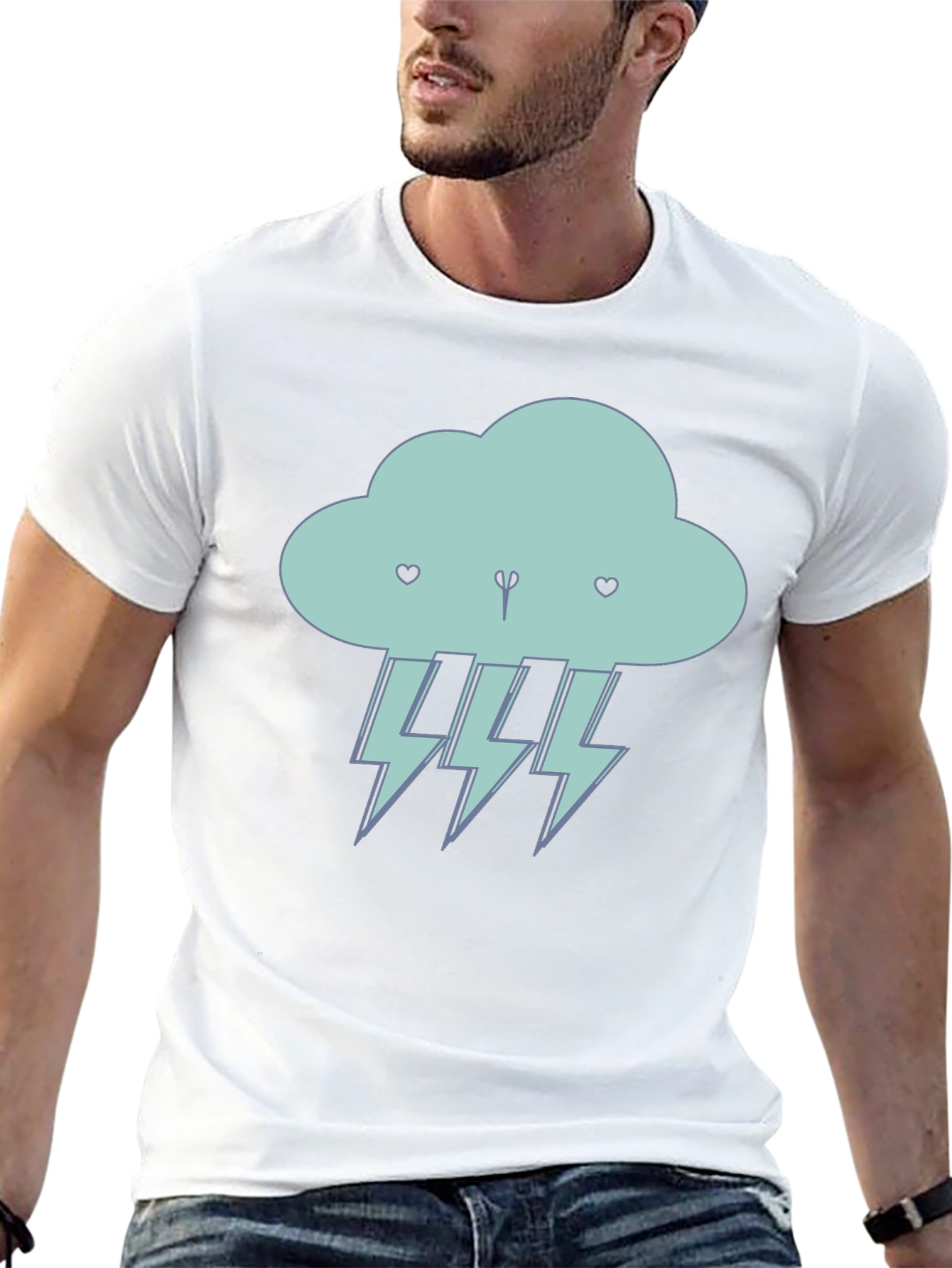 Cartoon Cloud Lightning Bolt T-Shirt