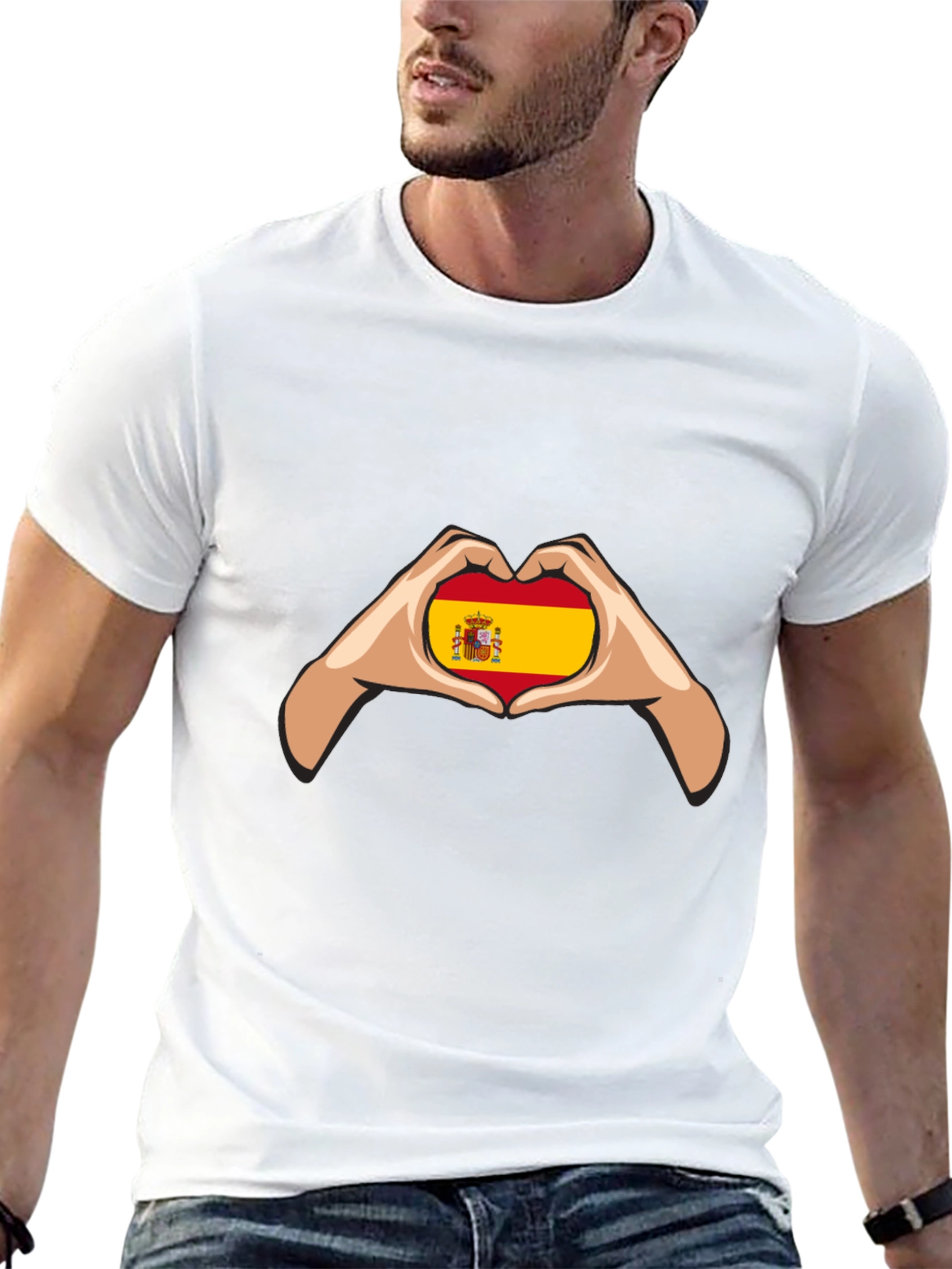 Spain Flag Heart Hands Graphic Tee
