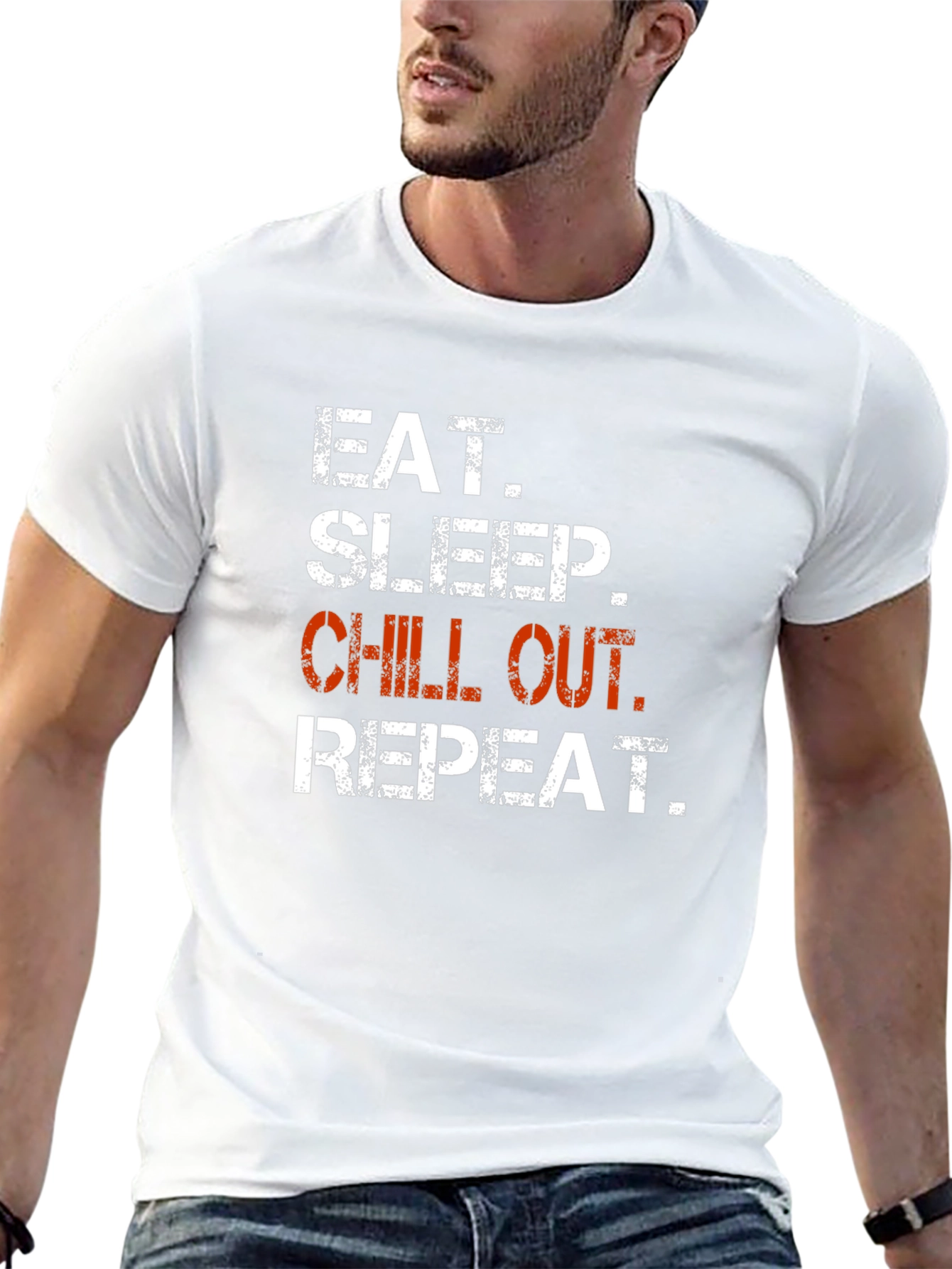Eat Sleep Chill Out Repeat Graphic T-Shirt