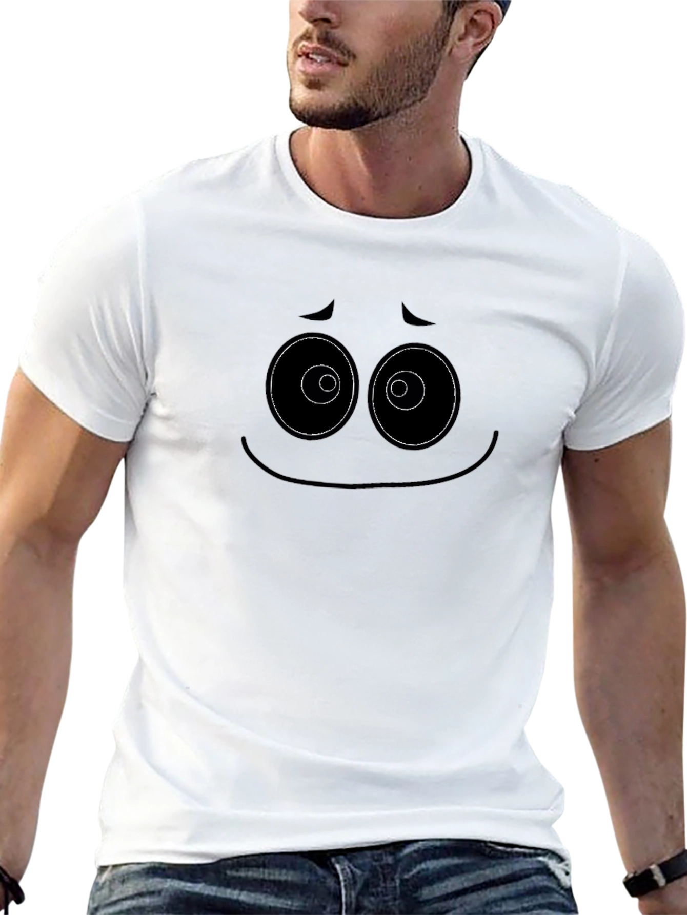 Expressive Graphic Tee - Sad Face Design