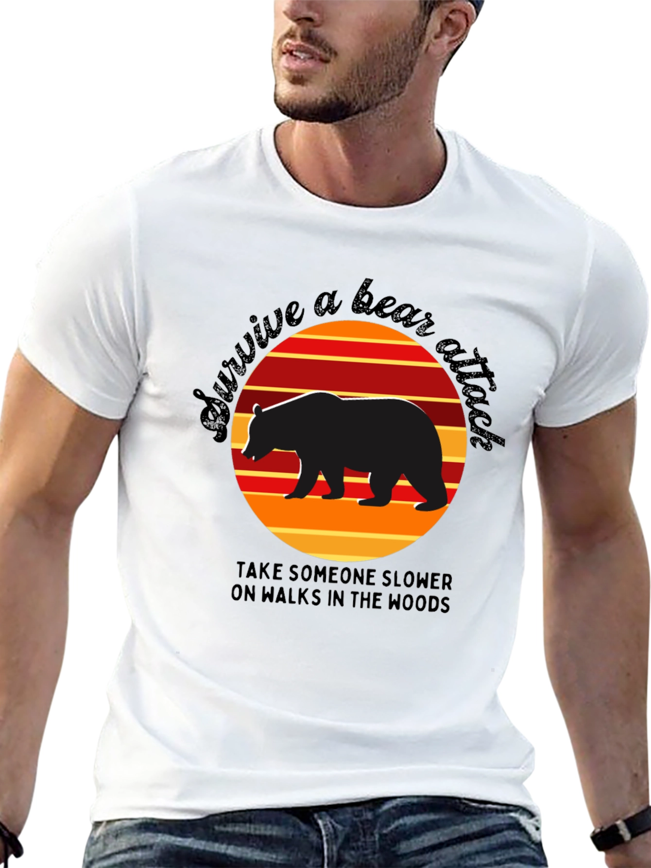 Survive a Bear Attack T-Shirt Funny Graphic Tee