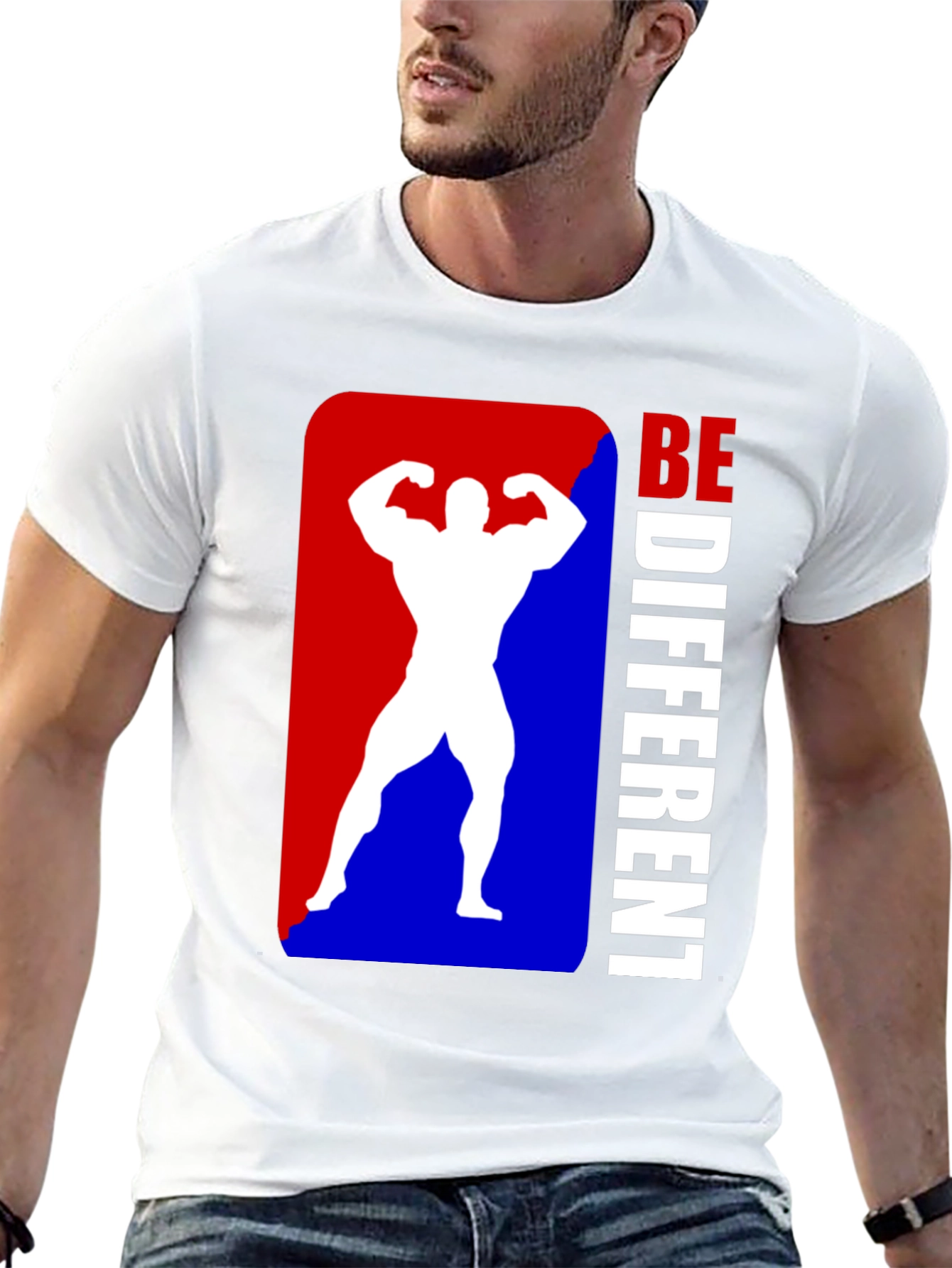 Be Different Bodybuilder Graphic Tee - Black