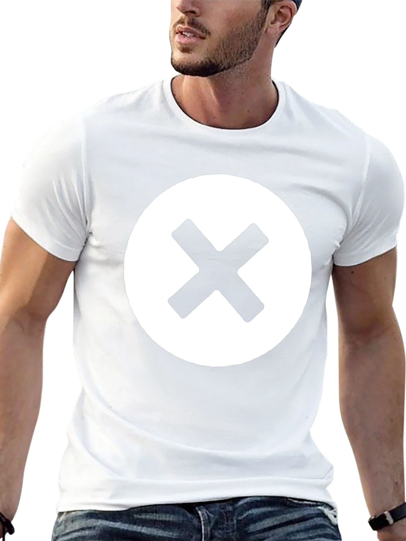 Black T-Shirt with White X Circle Design