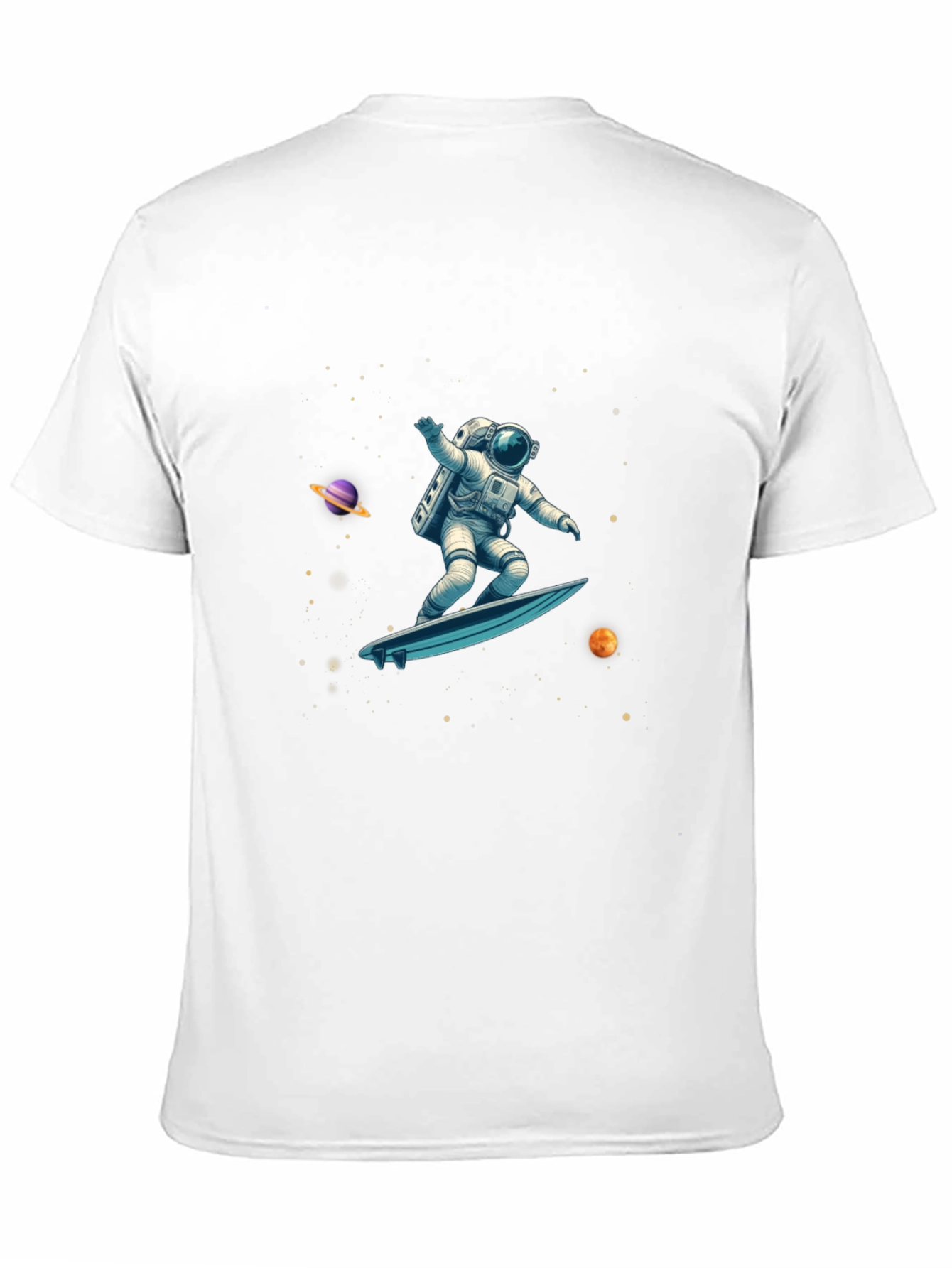 Astronaut Space Surfer Graphic Tee - Black Cotton