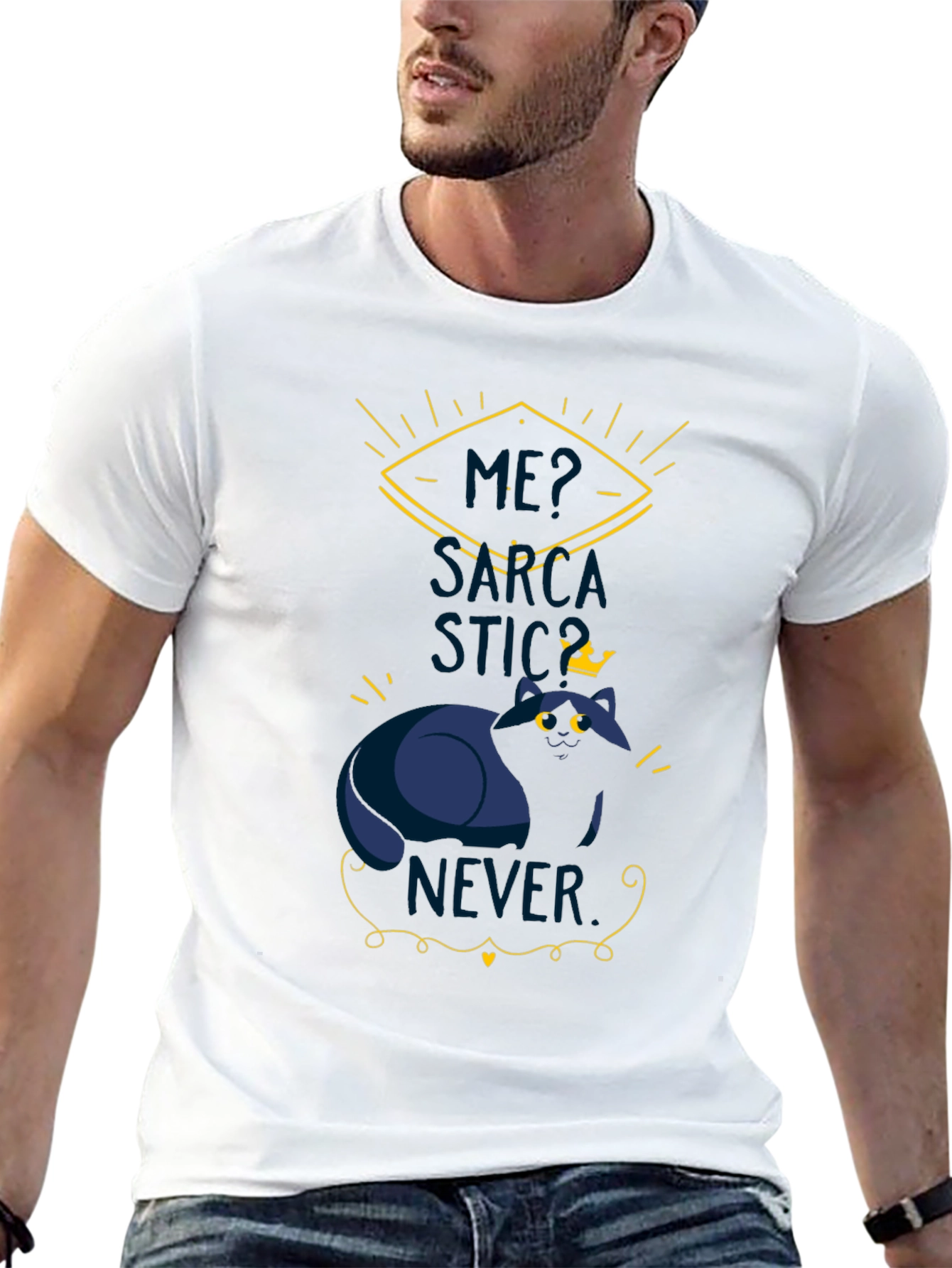 Sarcastic King Cat T-Shirt - Funny Graphic Tee
