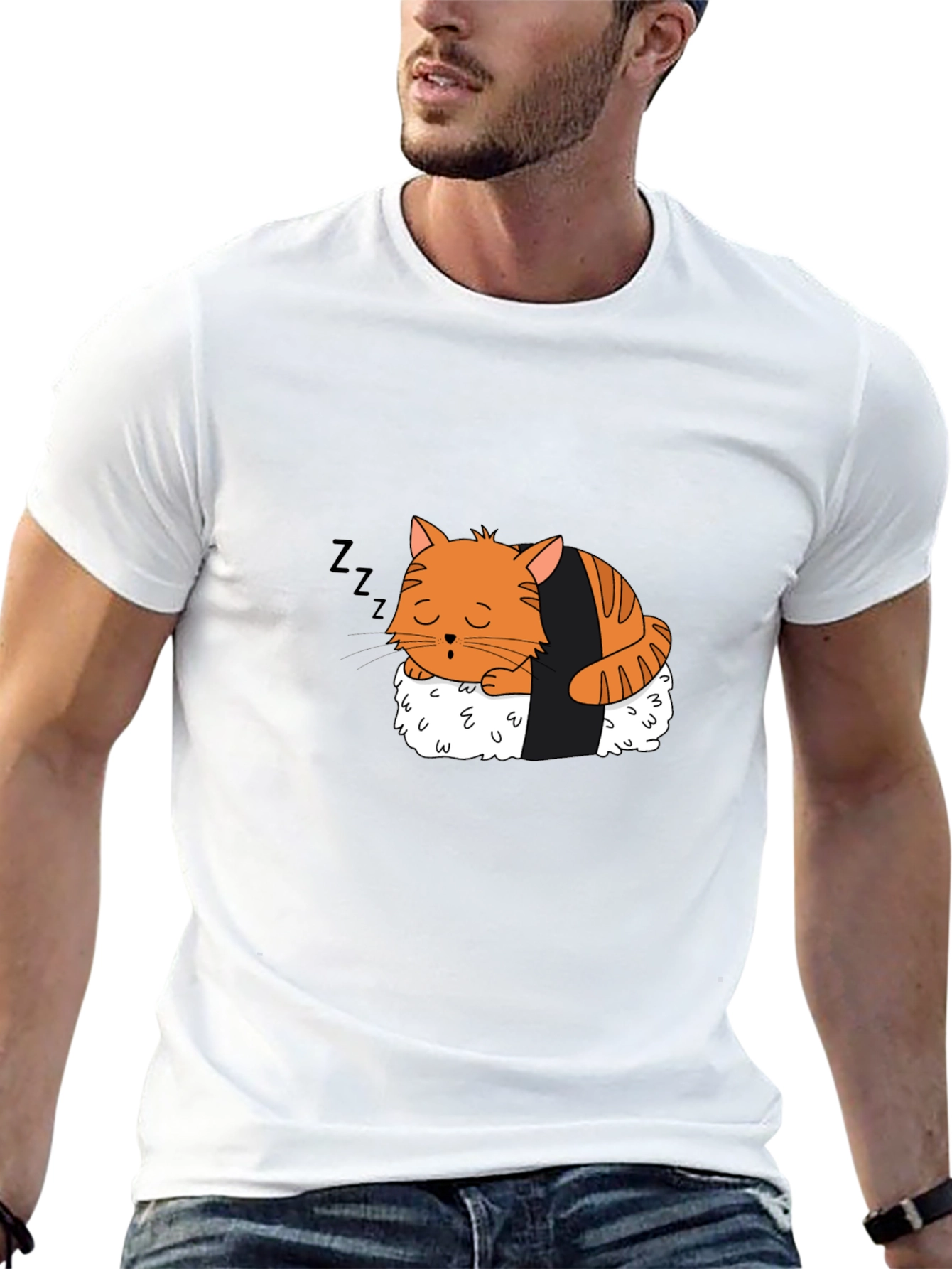 Sushi Cat Nap T-Shirt - Adorable Design