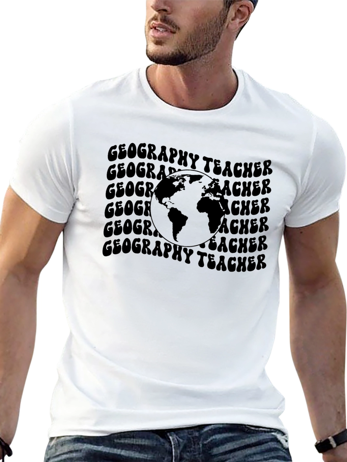 Geography Teacher Graphic T-Shirt - Black
