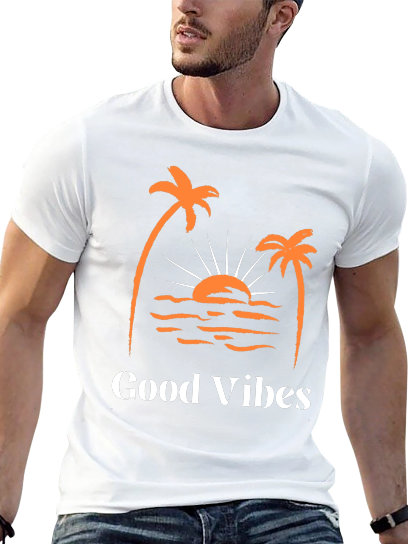 Good Vibes Palm Tree Graphic Tee - Black