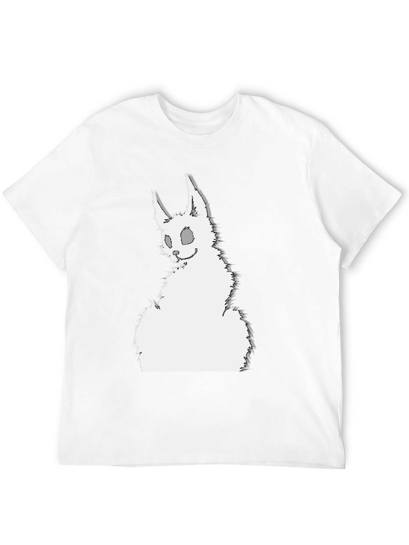 Black T-Shirt with Creepy White Rabbit Graphic