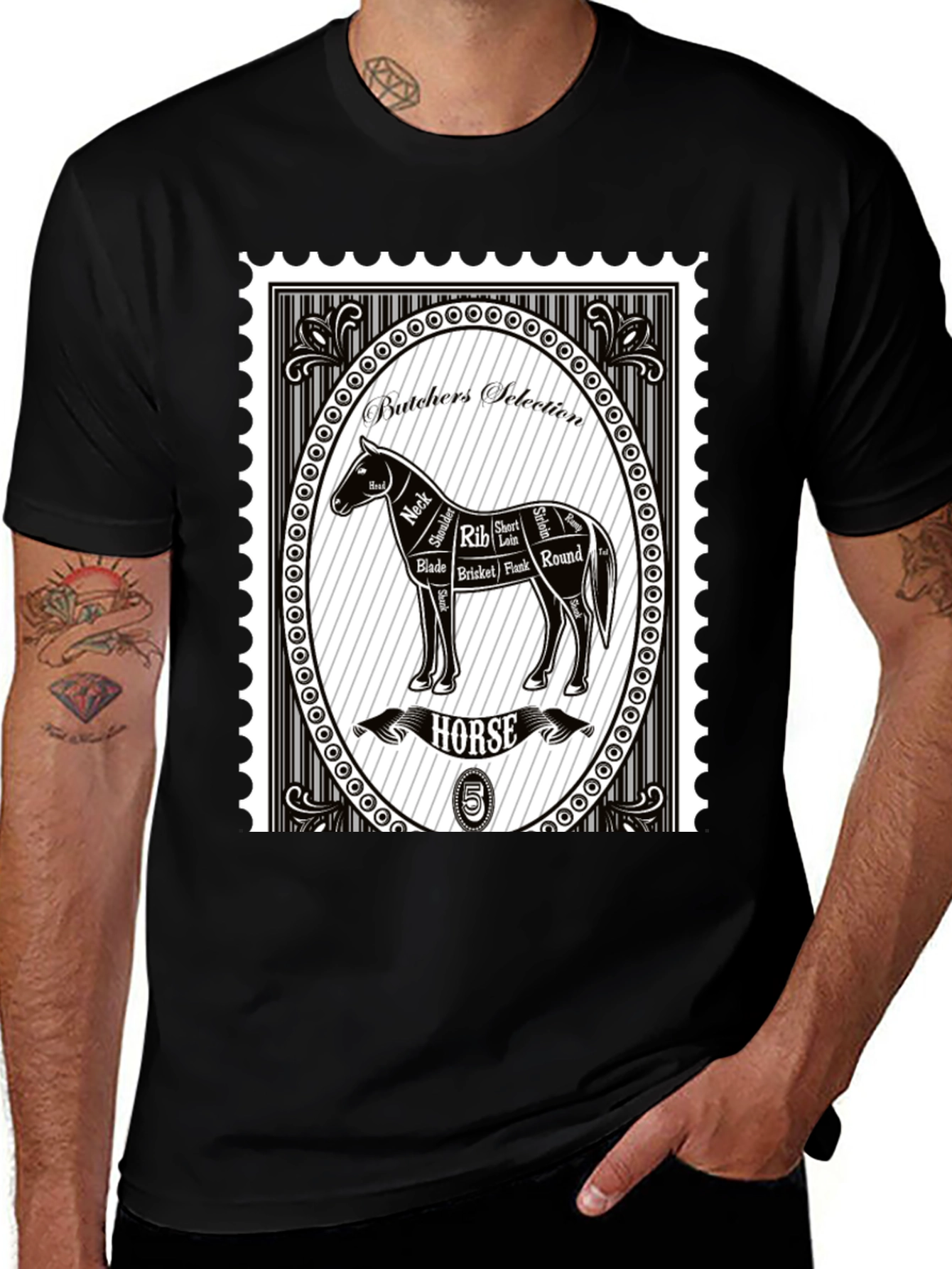 Butcher Horse Stamp T-Shirt - Unique Graphic Tee