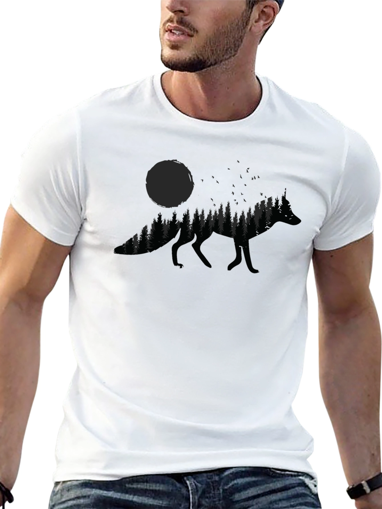Nature Fox Graphic Tee - Mens Black T-Shirt