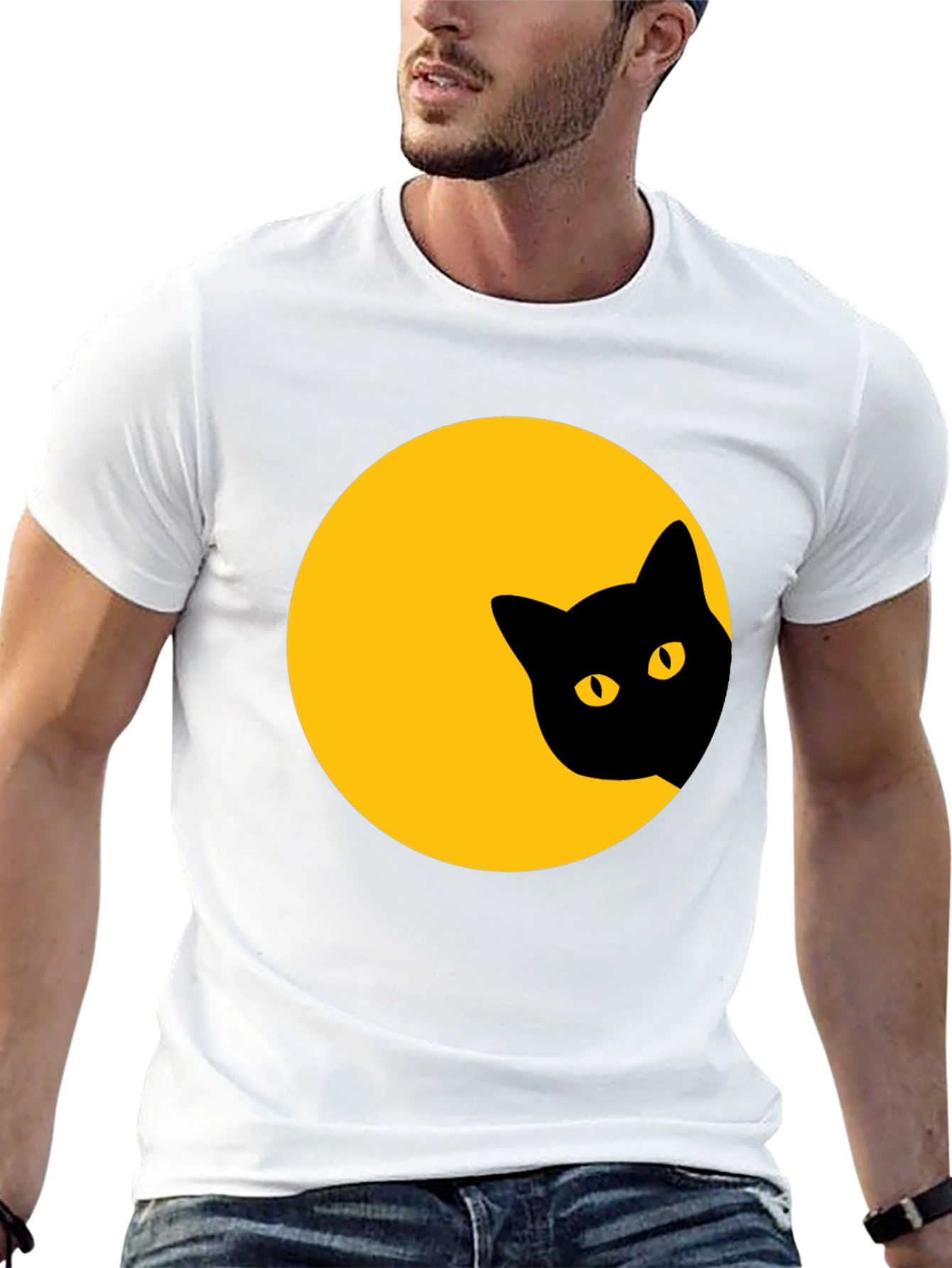 Black Cat Peek-a-Boo Graphic T-Shirt