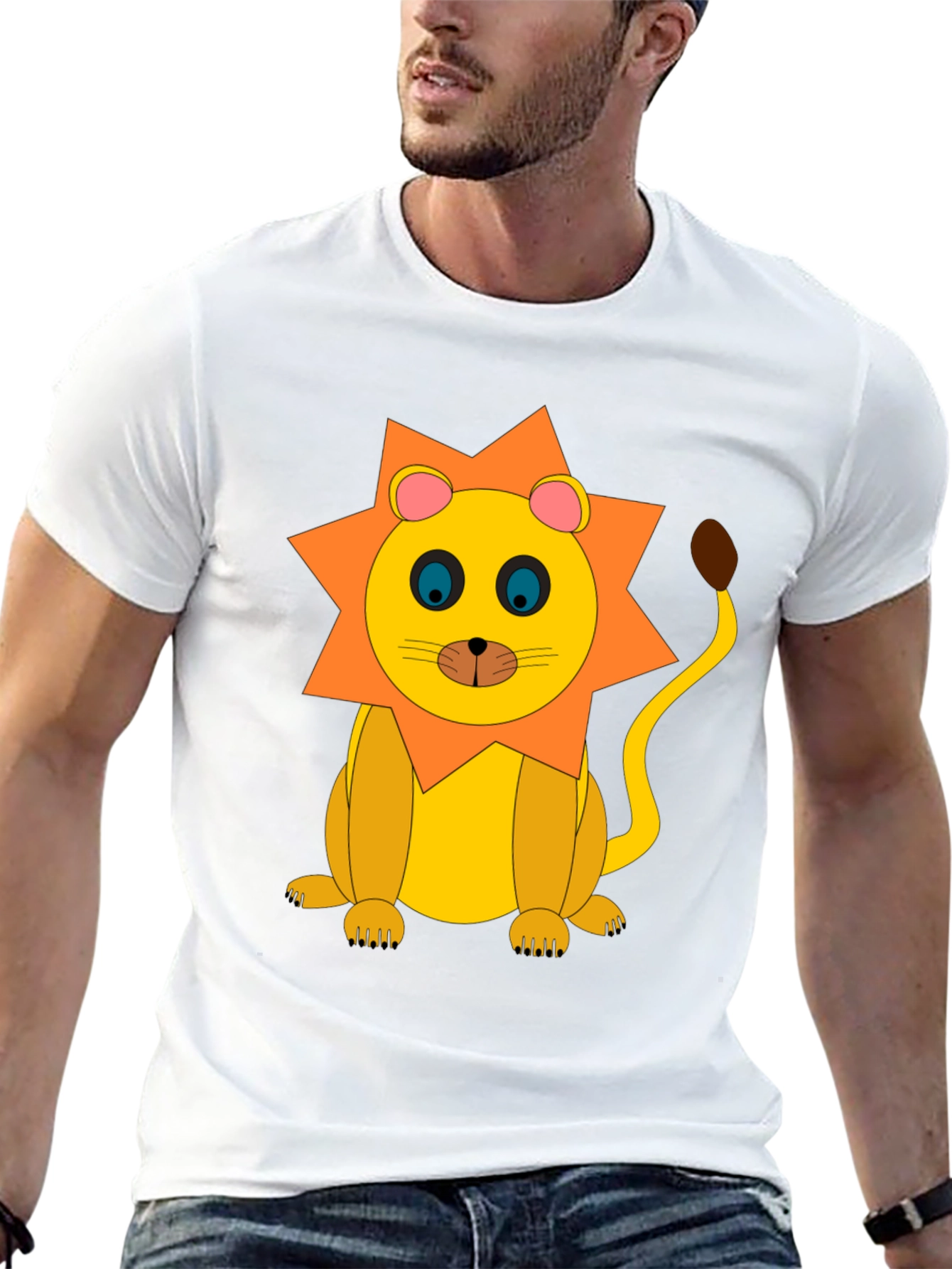 Lion Graphic Tee - Black Cotton T-Shirt