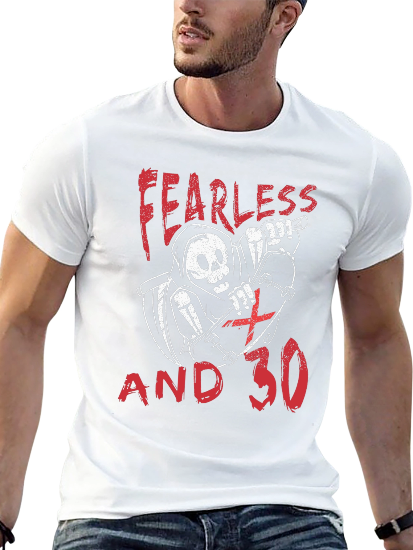 Fearless & 30 T-Shirt - Grim Reaper Skateboard Tee
