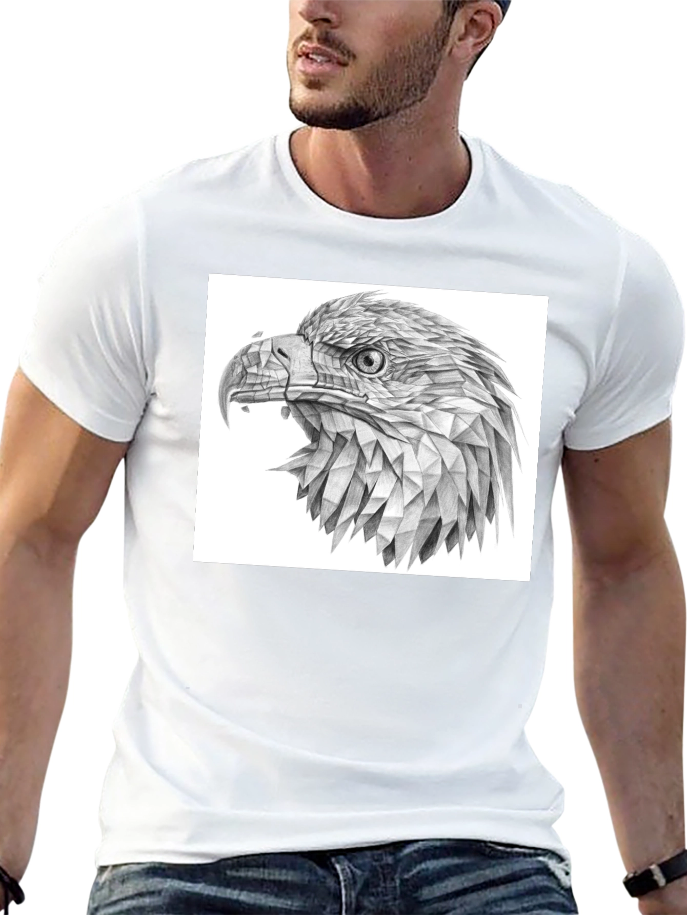 Geometric Eagle Graphic Black T-Shirt