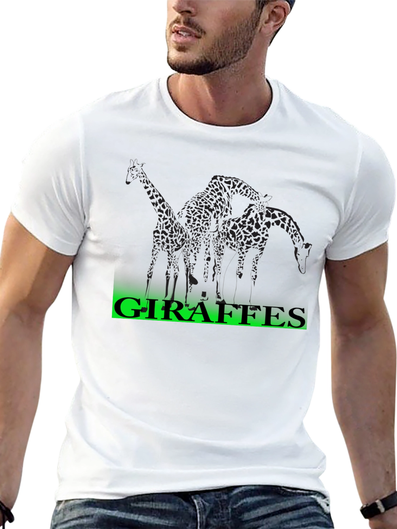Giraffe Graphic Print Tee - Casual Black T-Shirt