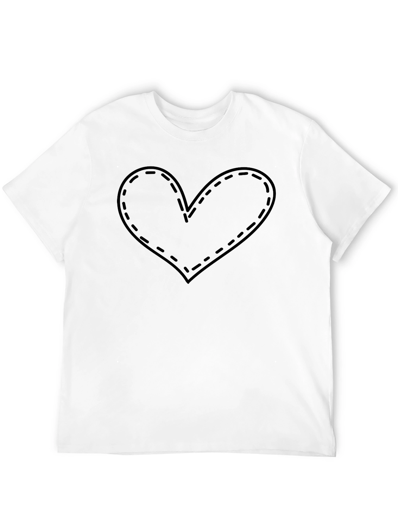 Heart Stitch Graphic Tee - Black Casual T-Shirt